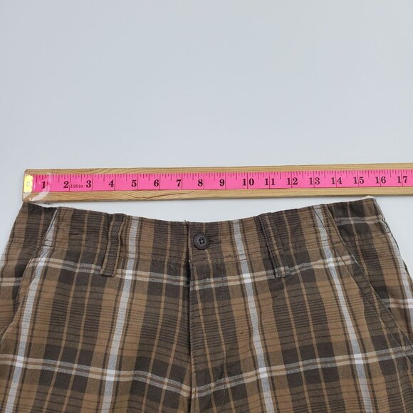 Old Navy Brown Plaid Cargo Shorts Size 30 Classic Fit Cotton Outdoor Utility - Picture 12 of 13